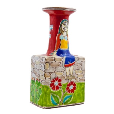Sicilian handmade Ceramic Bottle DS de simone italian pottery BT509B-1 Sicilian handmade Ceramic Bottle DS de simone italian pottery BT509B-1